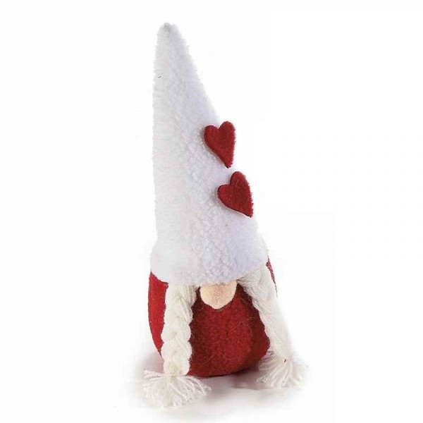 Valentínska gnómka s bielou čiapkou 15 cm