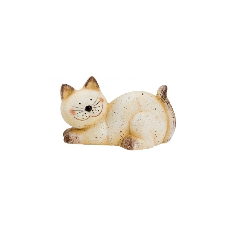 Ležiaca mačka – béžová 15 x 10 cm