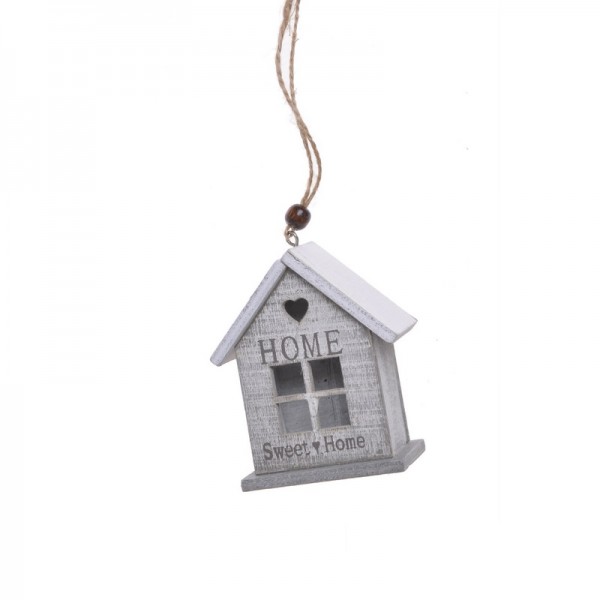 Závesný domček Home – sivý 9 cm