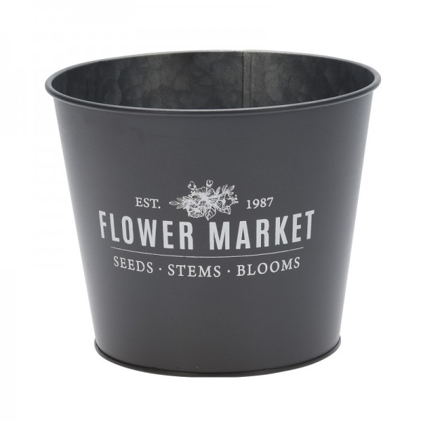Kvetináč Flower market – čierny 17x14 cm