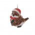 Závesný vianočný vtáčik s vianočnou čiapkou 7,5 cm